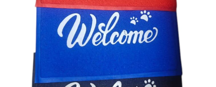 WELCOME DOOR STEP ROUGH RAG CARPET WELCOME FRONT DOOR MAT, HEAVY DUTY EASY CLEAN DOORMAT INDOOR OUTDOOR, WATERPROOF QUICK DRY FLOOR MAT FOR HOME, GARAGE, HIGN TRAFFIC AREAS, NON SLIP