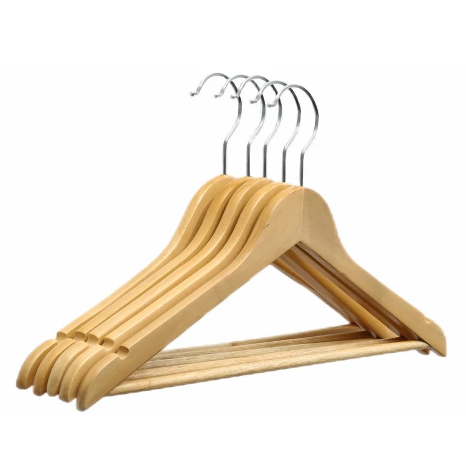 HIGH QUALITY WOODEN BAMBOO HANGERS DURABLE WOOD HANGERS WITH 360° SWIVEL HOOK & NOTCHES, SLIM COAT HANGER WOODEN FOR CLOSET, NATURAL