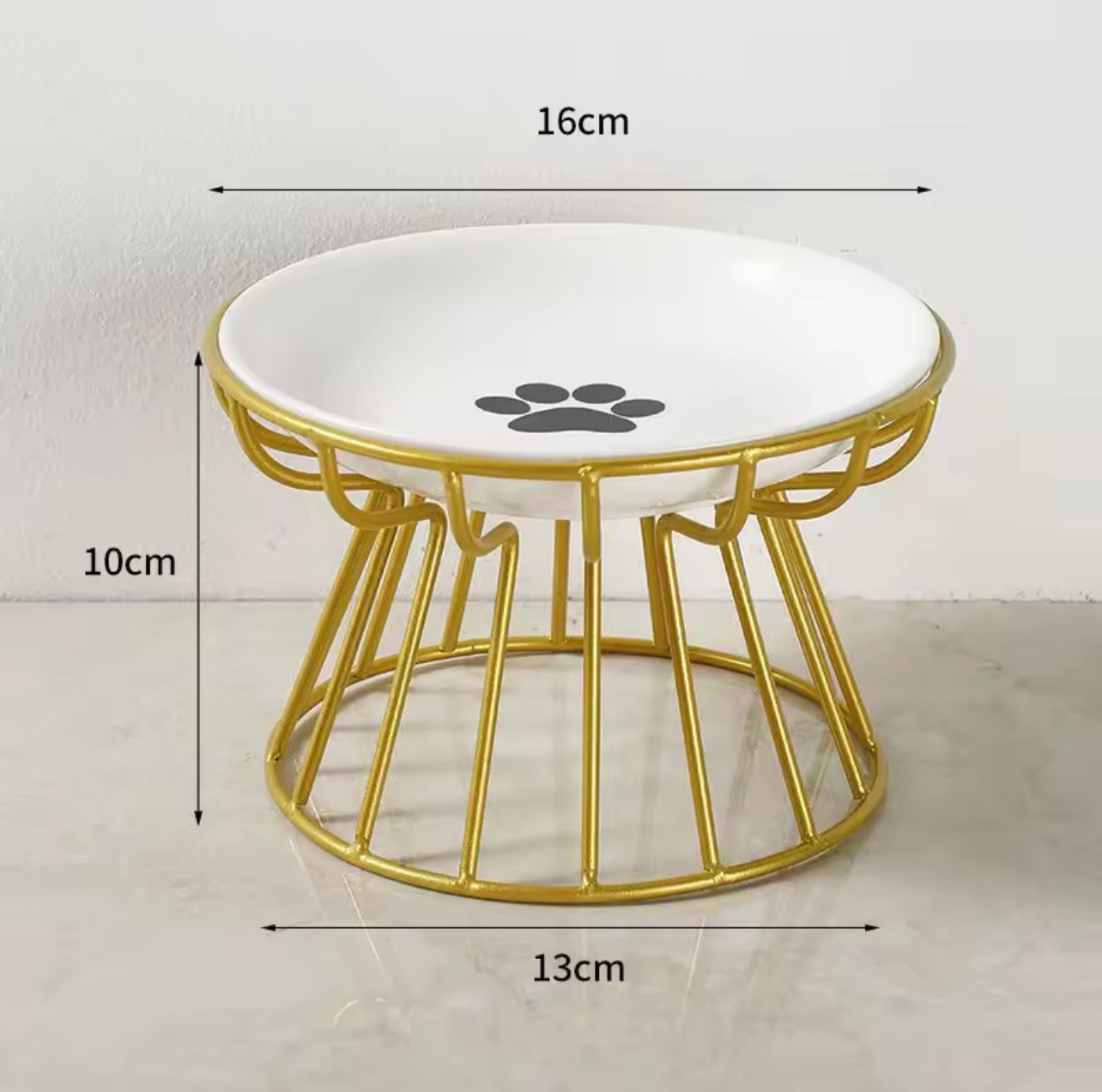 Elevated Pet Food Bowl, Ceramic Bowl with Metal Base Pet Food Bowl - For cats and small dogs