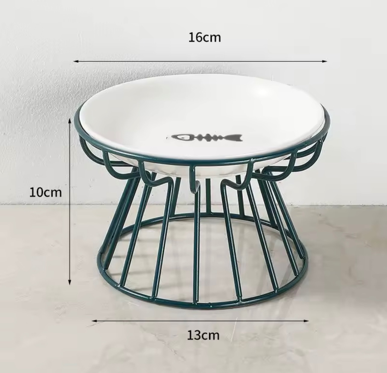 Elevated Pet Food Bowl, Ceramic Bowl with Metal Base Pet Food Bowl - For cats and small dogs