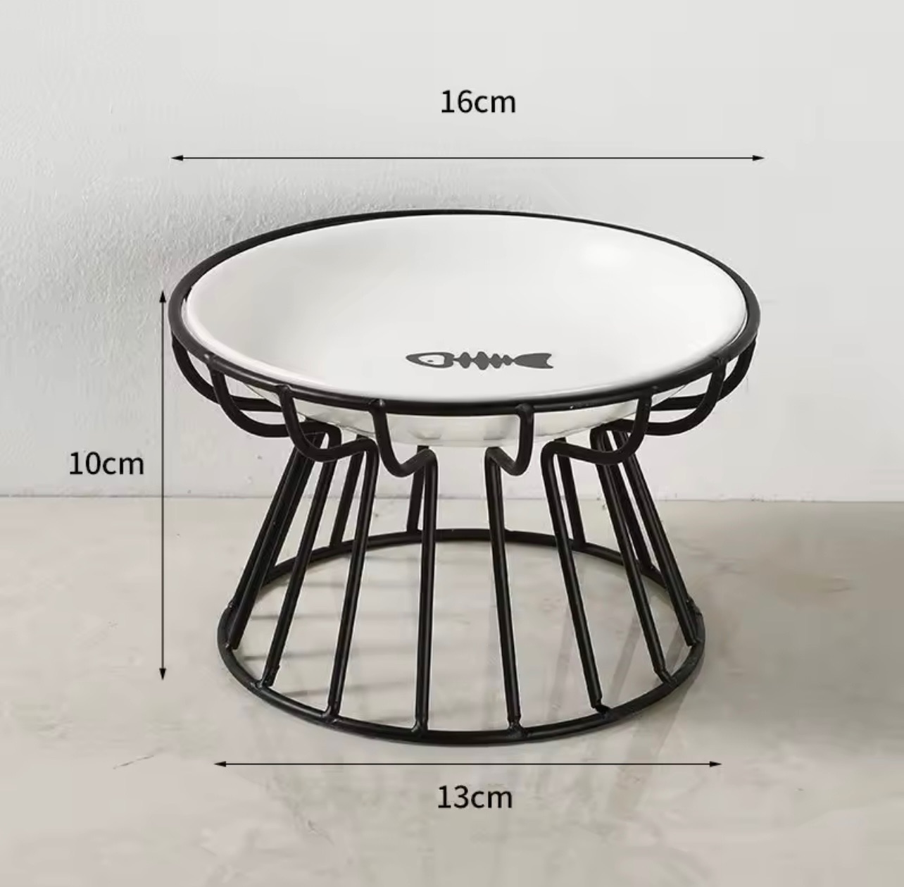 Elevated Pet Food Bowl, Ceramic Bowl with Metal Base Pet Food Bowl - For cats and small dogs