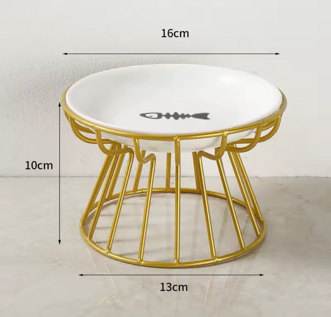 Elevated Pet Food Bowl, Ceramic Bowl with Metal Base Pet Food Bowl - For cats and small dogs