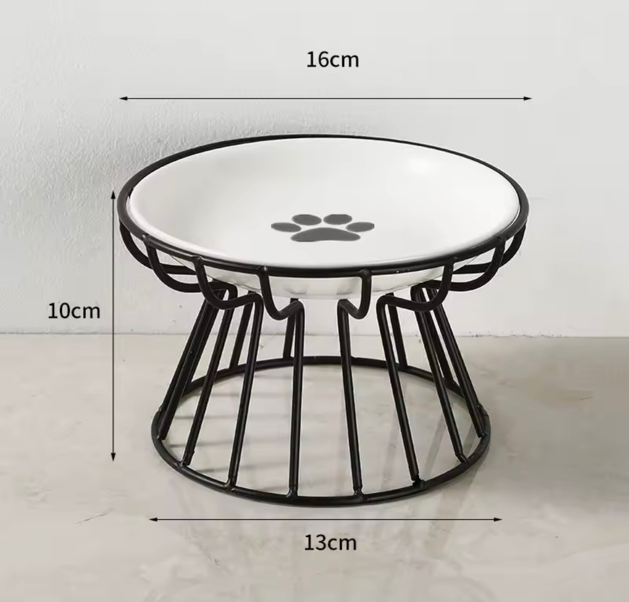 Elevated Pet Food Bowl, Ceramic Bowl with Metal Base Pet Food Bowl - For cats and small dogs