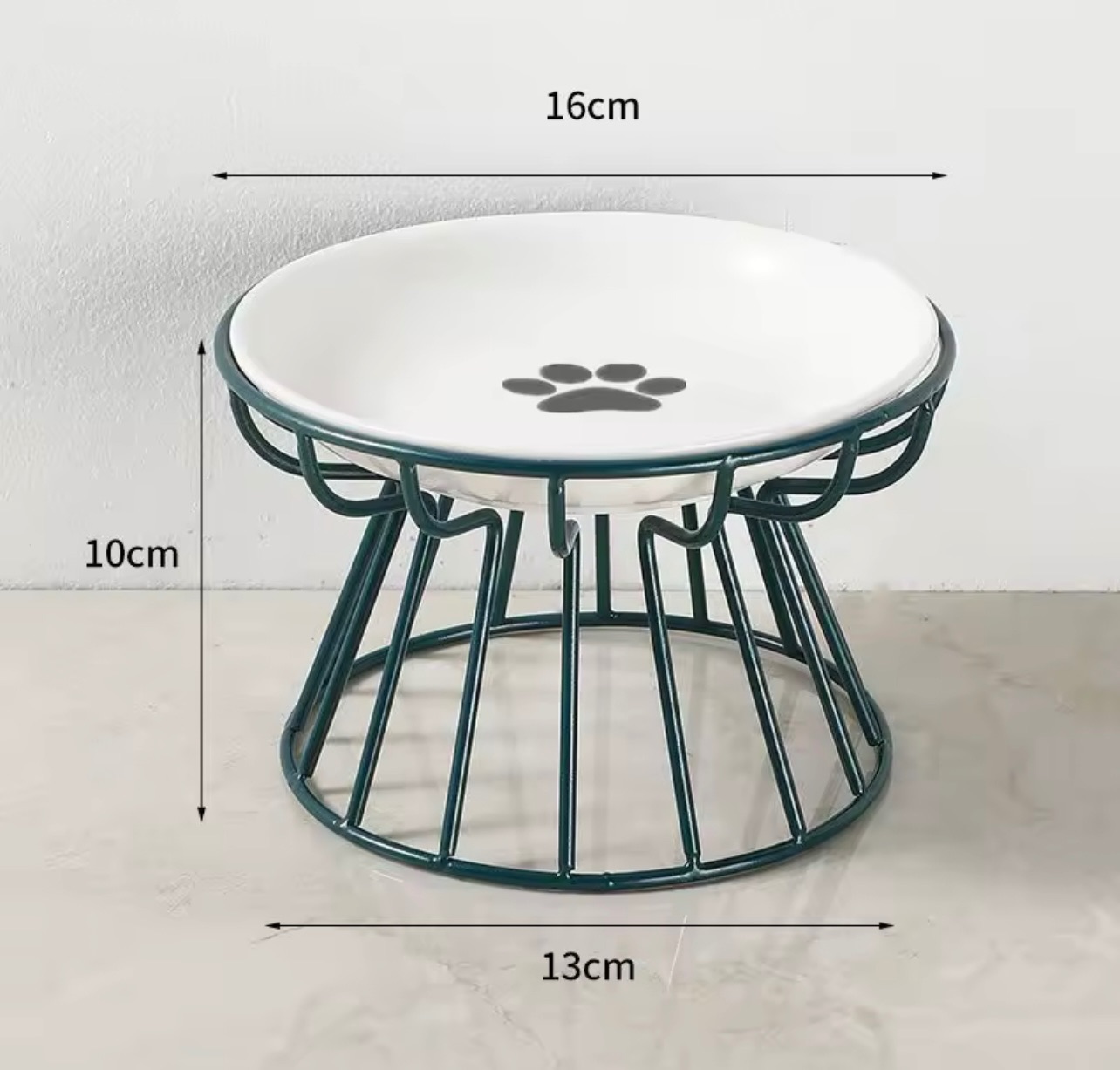 Elevated Pet Food Bowl, Ceramic Bowl with Metal Base Pet Food Bowl - For cats and small dogs
