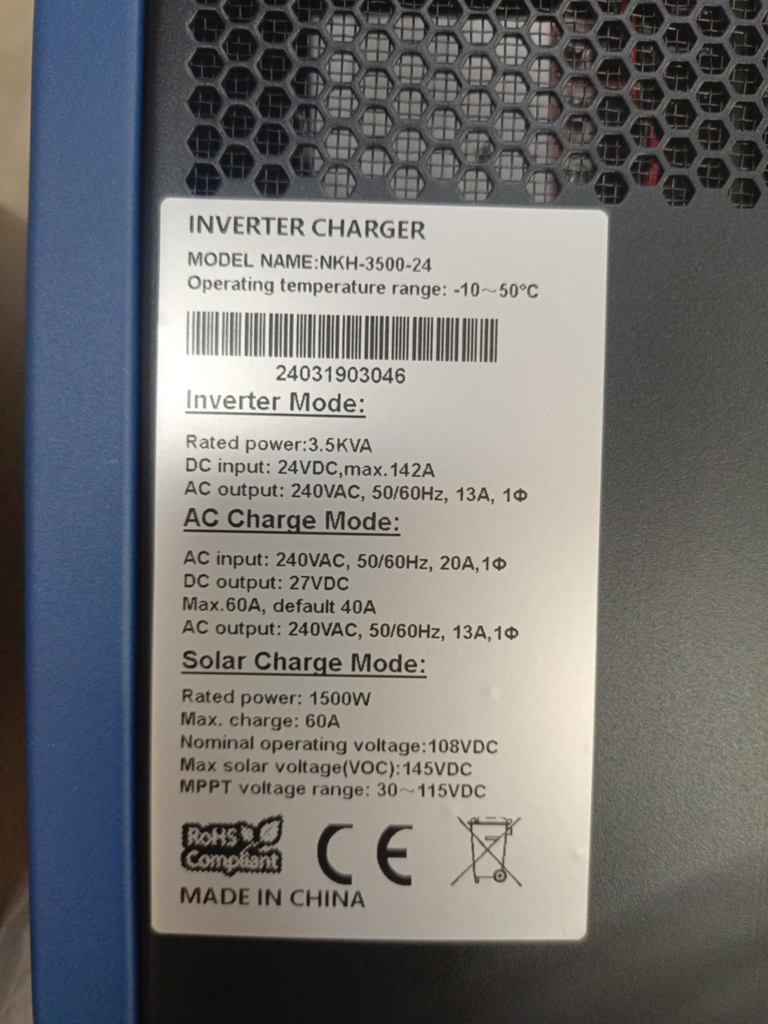 SNADI 3.5KVA 24V  Hybrid Off-Grid Inverter (HIGH FREQUENCY)