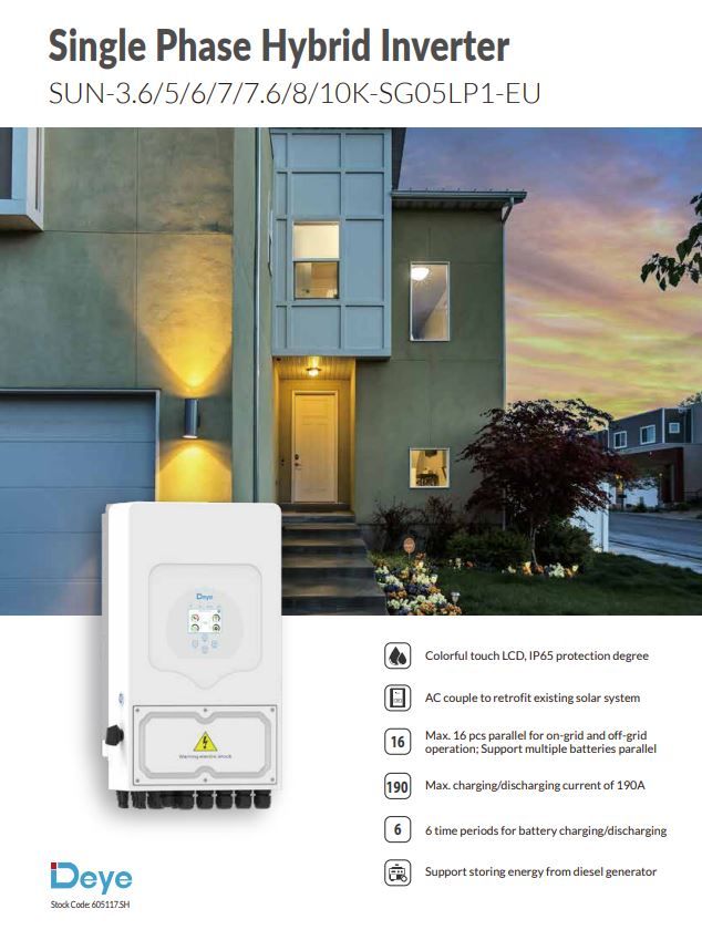 8KW DEYE HYBRID INVERTER SINGLE PHASE