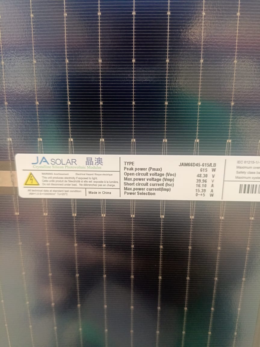 JA SOLAR PANEL 615W BIFACIAL MONO