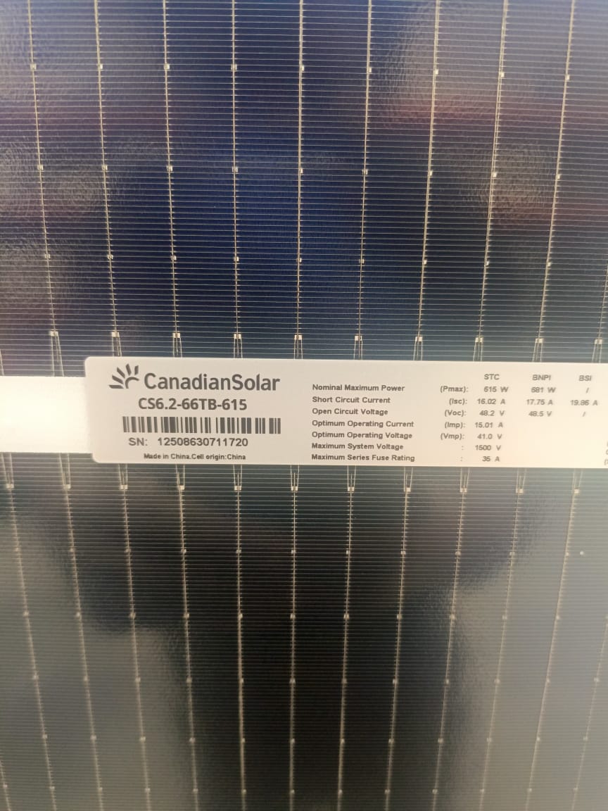 CANADIAN SOLAR PANEL 615W BIFACIAL N TYPE