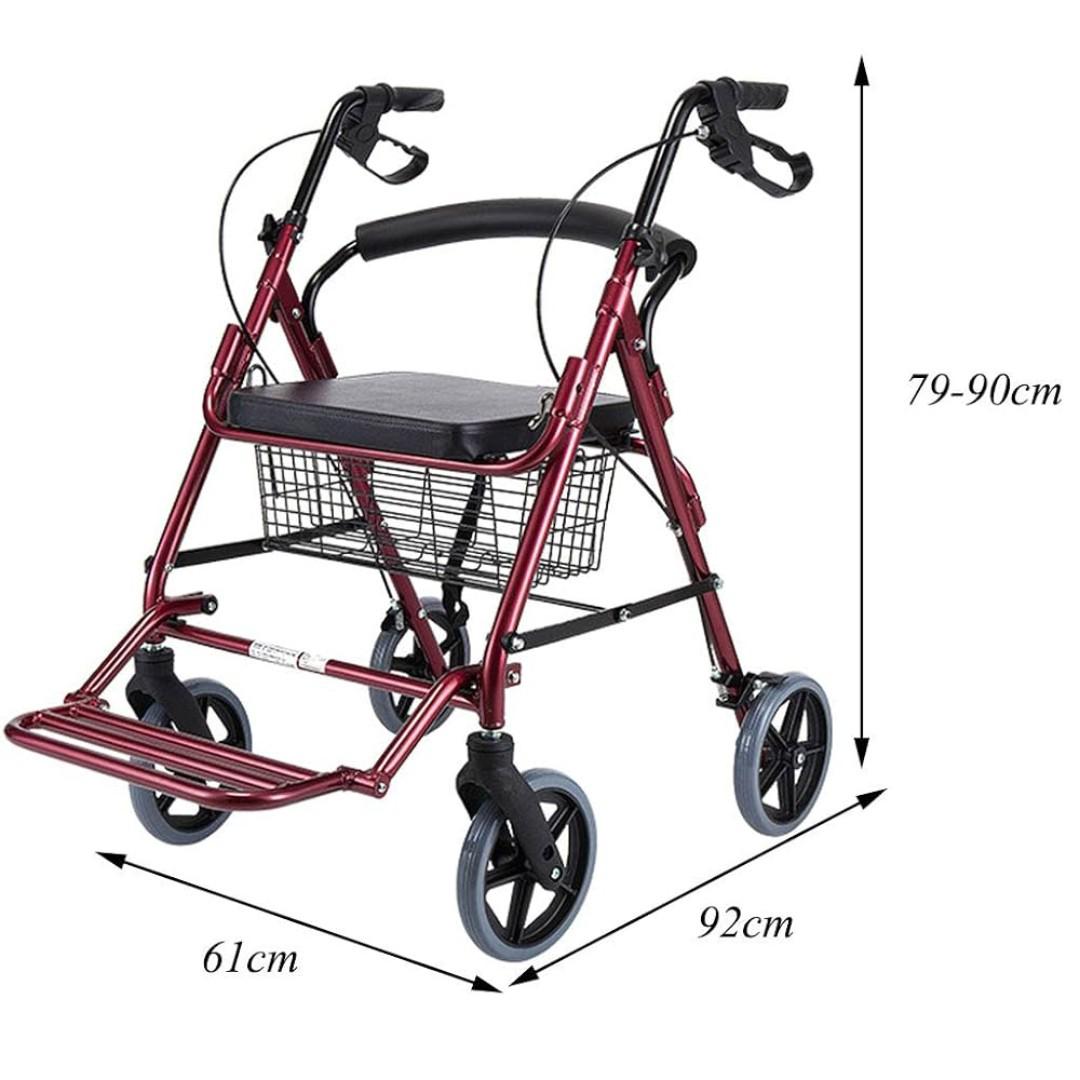 ROLLATOR, adjustable height and hand brake( Maroon)