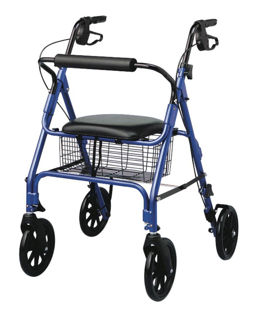 ROLLATOR, Adjustable height and with hand brake.