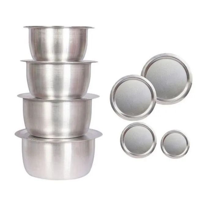 4Pcs Set Of Stainless Aluminum Sufuria WITH Lids..