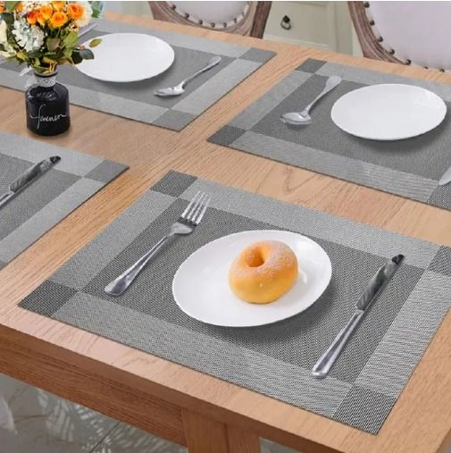 SXCHEN 6 pcs Table Mat PVC Western Table Mat Plastic Woven Heat Insulation Table Mat Manufacturer Sells to Nordic Table Mat Kitchen & Dining Room Appliances Long Tableware Etc Cups Holiday Gift Home