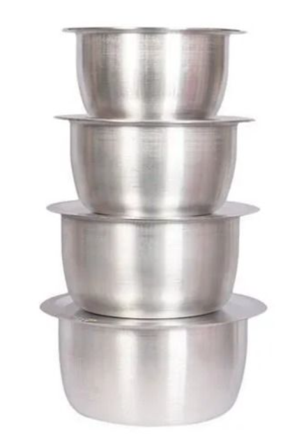 Generic 4Pcs Set Of Stainless Aluminum Sufuria Size 1 2 3 4 - No Lids
