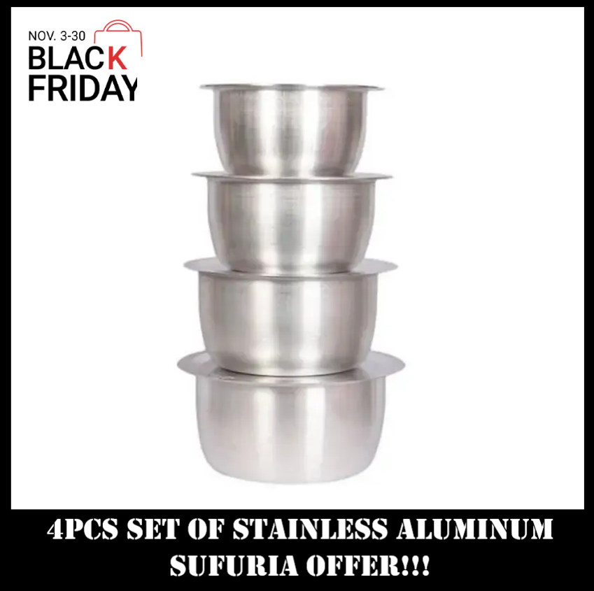 Generic 4Pcs Set Of Stainless Aluminum Sufuria Size 1 2 3 4 - No Lids