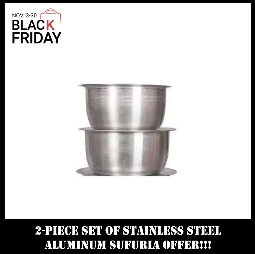 2-Piece Set of Stainless Steel Aluminum Sufurias Without Lids
