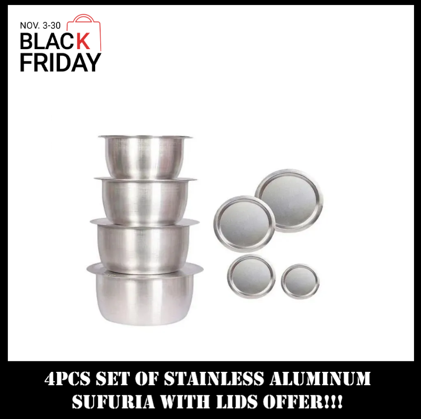 4Pcs Set Of Stainless Aluminum Sufuria WITH Lids..