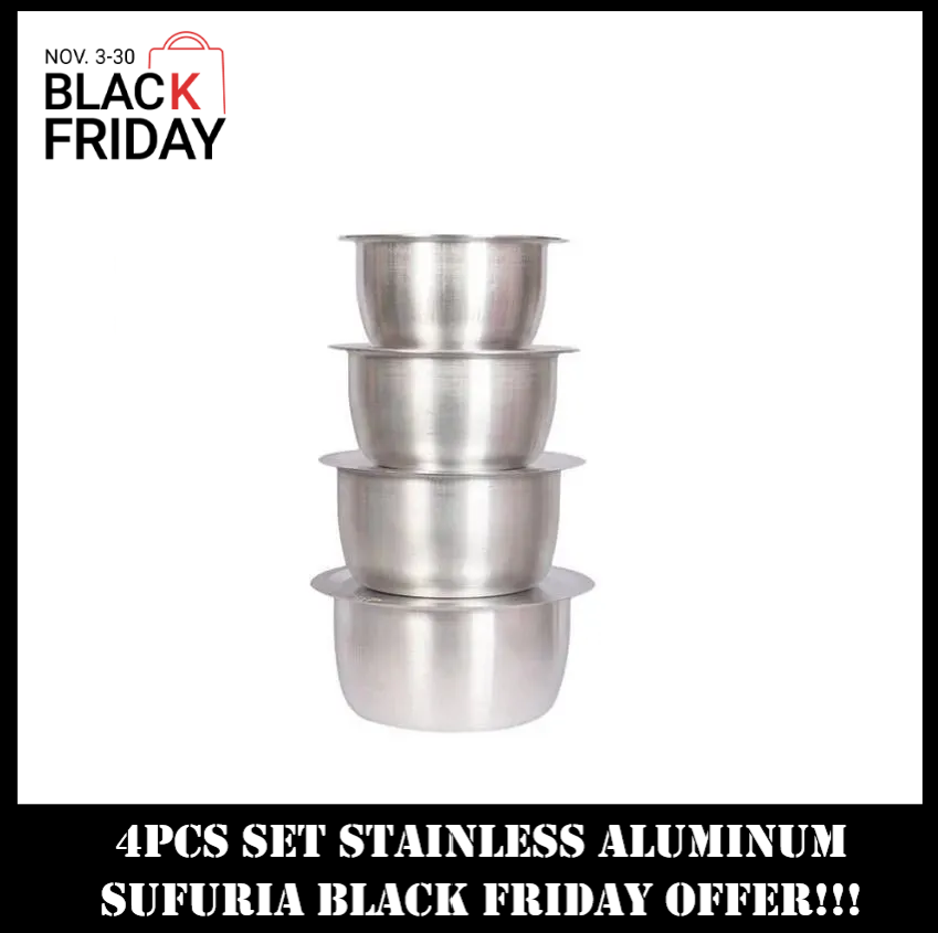 Generic 4Pcs Set Of Stainless Aluminum Sufuria Size 1 2 3 4 - No Lids
