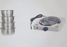 Generic 4Pcs Set Of Stainless Aluminum Sufuria Size 1 2 3 4 plus free Electric single coil hotplate cooker