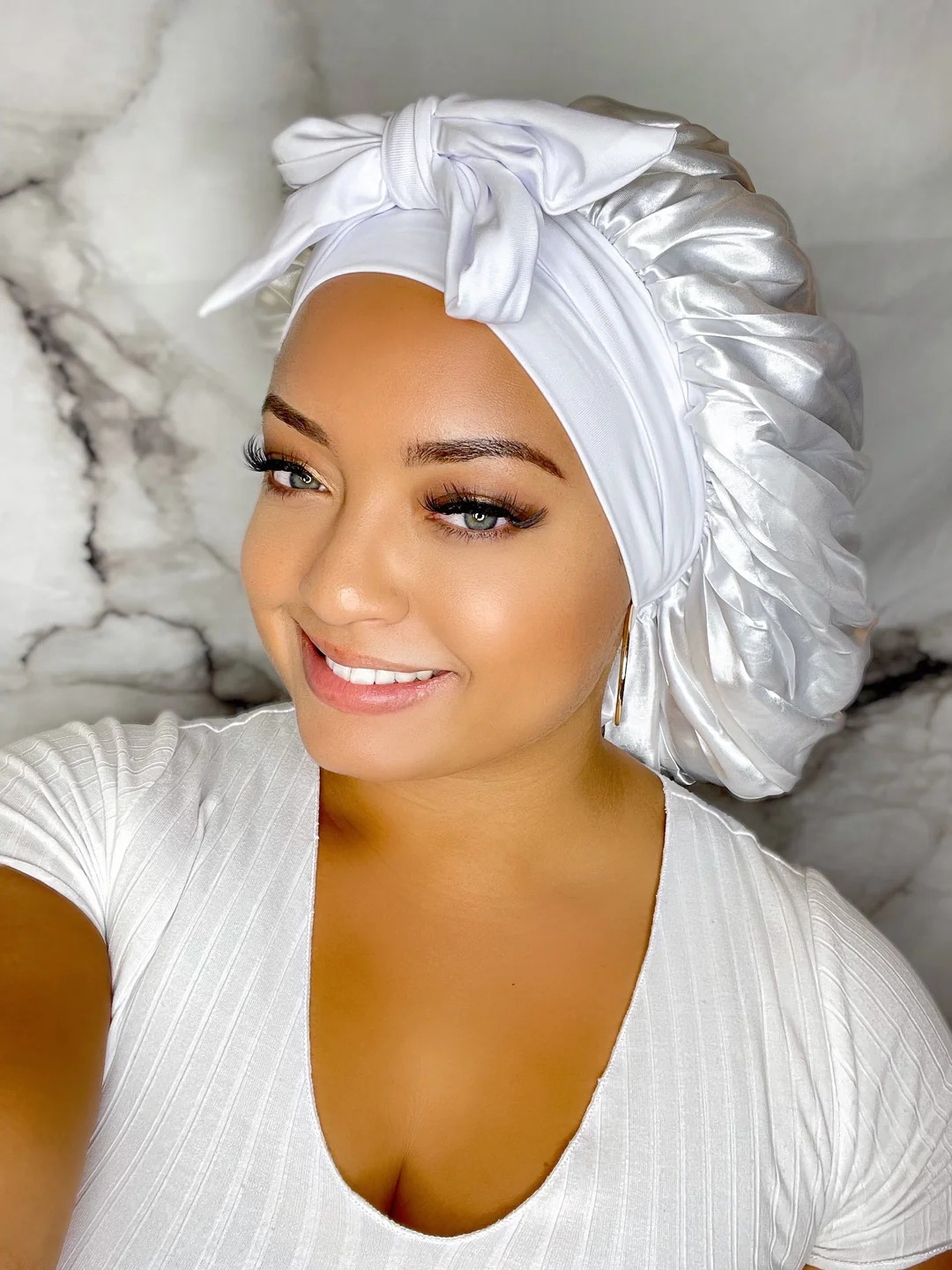 New Large SatinBonnet Silk Night Sleeping Cap Long SatinBonnet With Head Tie Band Bonnet Edge Wrap For Women Curly Braid Hair