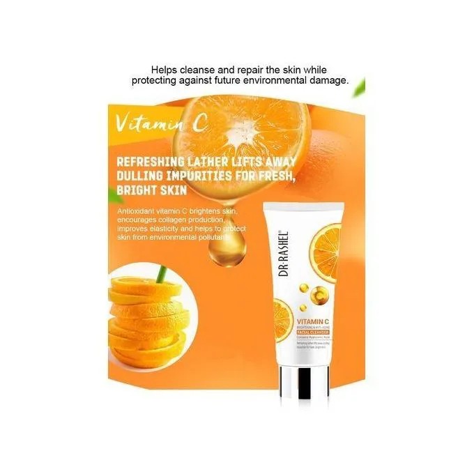 Dr. Rashel Vitamin C Face Cleanser Hyaluronic Acid Deep Cleansing,Brighten,Hydrate Skin Anti Aging -80ML