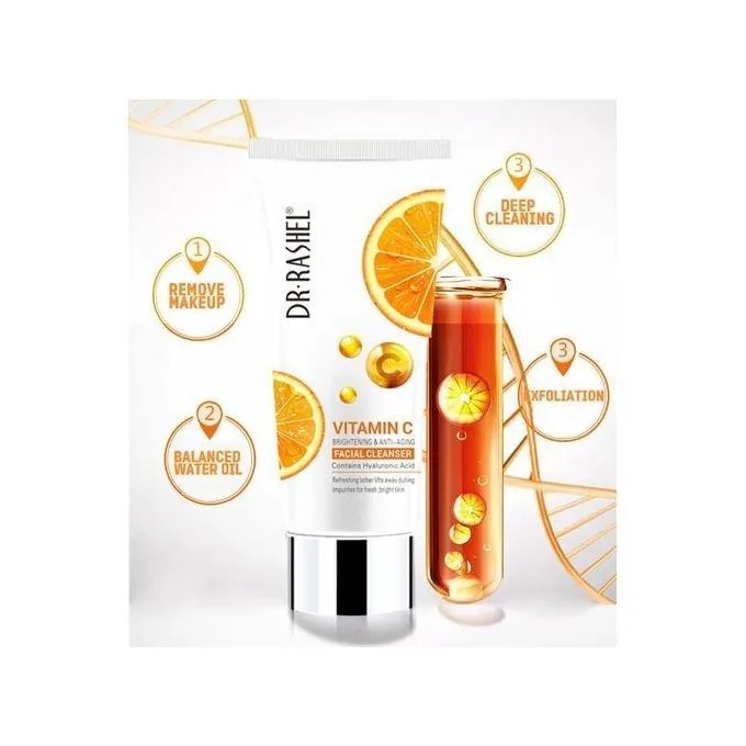 Dr. Rashel Vitamin C Face Cleanser Hyaluronic Acid Deep Cleansing,Brighten,Hydrate Skin Anti Aging -80ML
