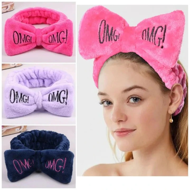 OMG Head Band Microfiber Bow Tie Headbands Make up Headband Spa Bandeau Hair Band Bowknot Wrap Hair