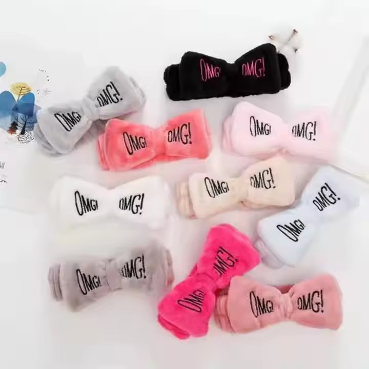 OMG Head Band Microfiber Bow Tie Headbands Make up Headband Spa Bandeau Hair Band Bowknot Wrap Hair
