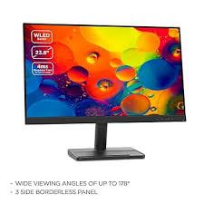 Lenovo Refurbished Monitor Edge To Edge 24 Inches Full HD 1920x1080. High Resolution 24 Inches IPS. Frameless Display Technology PLUS Free HDMI Cable And Power cord
