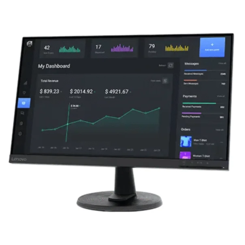 Lenovo Refurbished Monitor Edge To Edge 24 Inches Full HD 1920x1080. High Resolution 24 Inches IPS. Frameless Display Technology PLUS Free HDMI Cable And Power cord