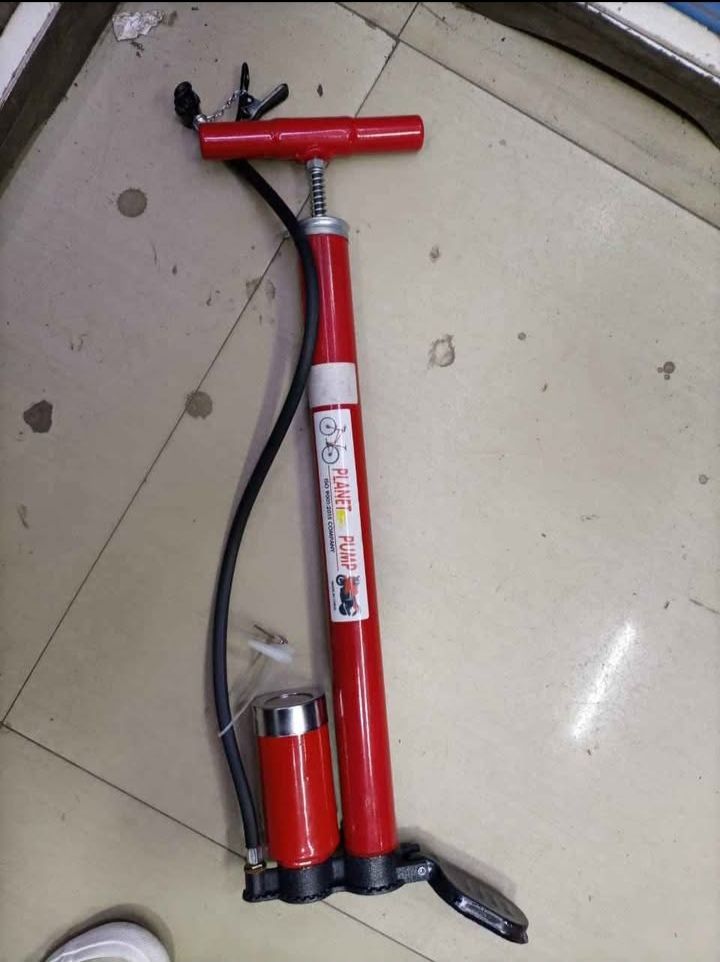 Dual-Color High-Pressure Bicycle Floor Pump with Gauge