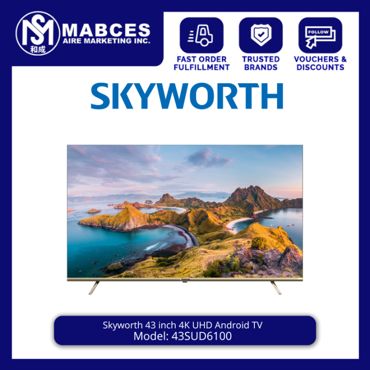 🎁 FREE GIFTS! Skyworth 43-Inch Frameless Smart Android TV | LED Display | Built-In Decoder, Wi-Fi, Netflix, YouTube | 3 HDMI Ports | 14-Month Warranty 🎁