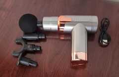 💆‍♂️ Massage Gun – 6-Speed, 4 Head Options, Rechargeable, Deep Tissue Relief, Available in 4 Colors with Golden Ring ✨