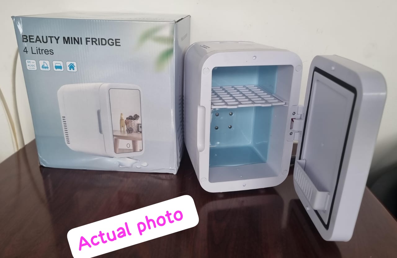 🔥 4L Portable Beauty Mini Fridge with Mirror – Dual Power for Car & Home – Skincare, Makeup & Drinks Cooler! 🔥