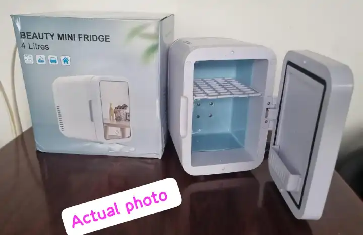 🔥 4L Portable Beauty Mini Fridge with Mirror – Dual Power for Car & Home – Skincare, Makeup & Drinks Cooler! 🔥