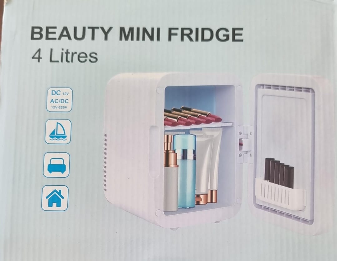 🔥 4L Portable Beauty Mini Fridge with Mirror – Dual Power for Car & Home – Skincare, Makeup & Drinks Cooler! 🔥