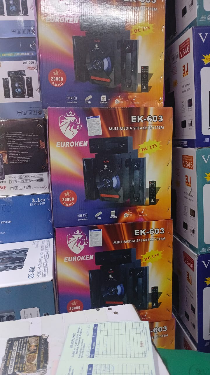 🎶🔥 EUROKEN EK-603 3-1 Multimedia Speaker System | 20000W PMPO Powerful Sound, Bluetooth, USB/SD/FM Connectivity, DC 12V - Premium Audio for Home Entertainment 🎶🔥