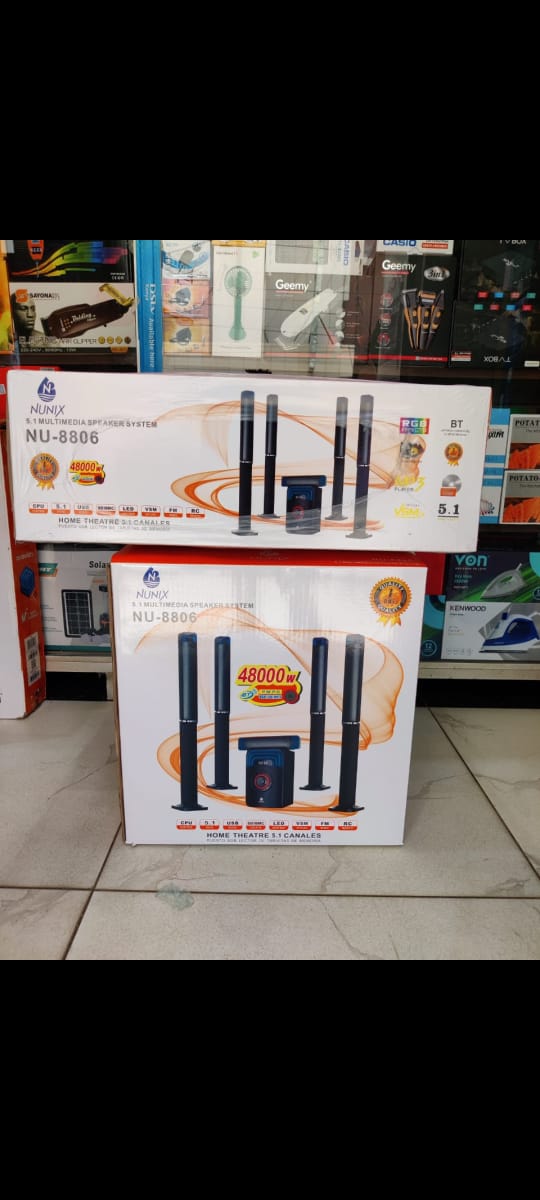 Nunix 5.1 Deluxe Home Theater System – Powerful Sound, Bluetooth, HiFi, 5D Surround, 48000W PMPO, USB, FM Radio, Remote Control – NU-8806