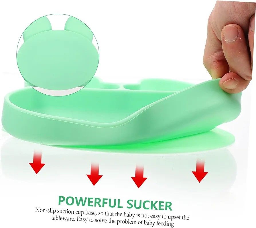 Silicone  STICKIE PLATE No spill snack bowl with partitions  for baby feeding training