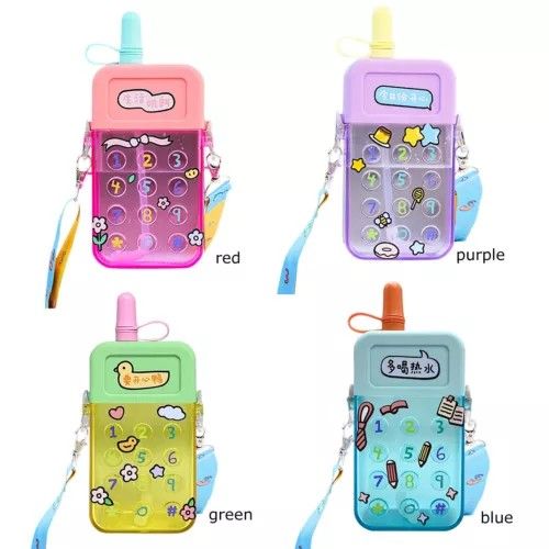 500ml Mobile Phone Shaped Water Bottle Adjustable Shoulder Straps for Kids and teenagers,