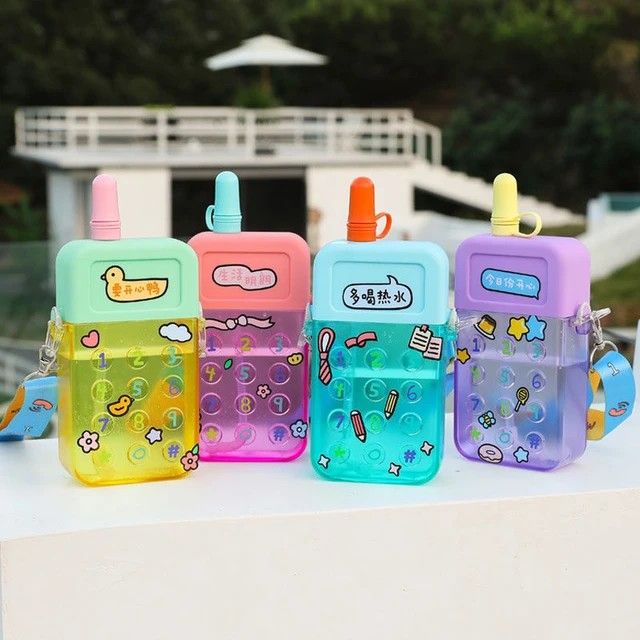 500ml Mobile Phone Shaped Water Bottle Adjustable Shoulder Straps for Kids and teenagers,
