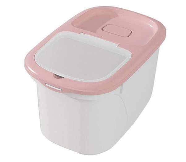 Basage Rice Storage Container, 10KG/22Lbs /5kg Airtight Rice Sealed Box with BPA Free Plastic and Insert-Proof Box, Dry Food Storage Containers Pink