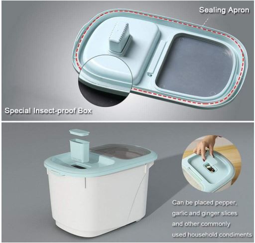 Basage Rice Storage Container, 10KG/22Lbs /5kg Airtight Rice Sealed Box with BPA Free Plastic and Insert-Proof Box, Dry Food Storage Containers Pink
