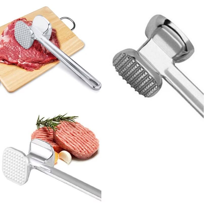 Meat Tenderizer 1 pcs Aluminium Mallet Dual-Sided - Tenderizer Tool Kitchen Pounder - Home Hammer for Tenderizing Ice Steak Stainless Veal & Chicken Safe Beater
