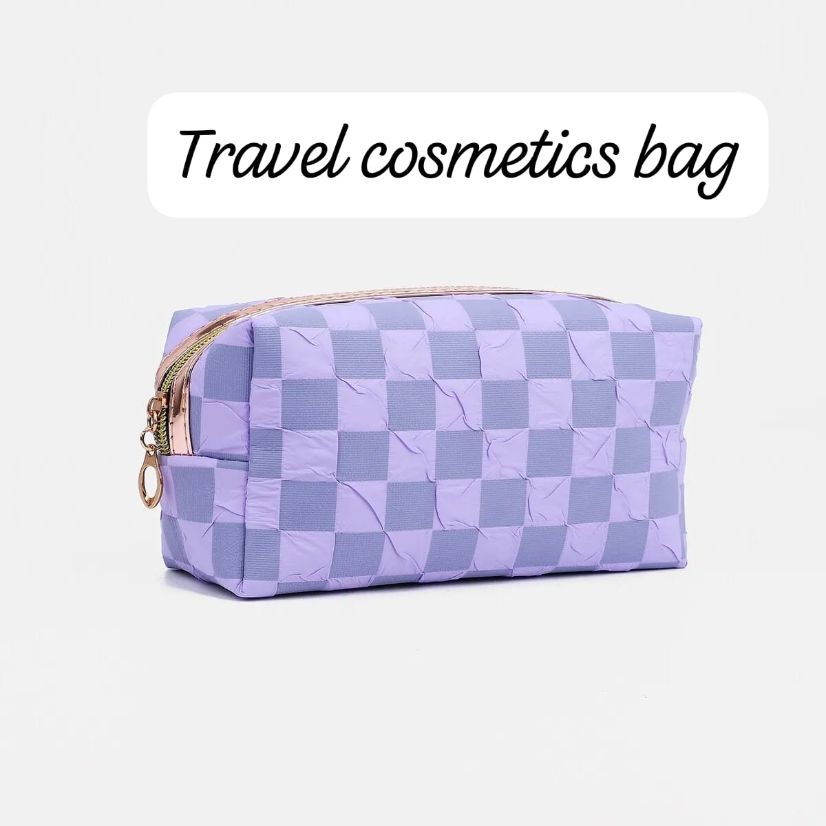 Women's Simple Style Checkerboard pattern Cosmetic travel Large bag, Checkered Makeup Bag Preppy Cosmetic Makeup Pouch, Personalized Travel Toiletry Bag, Organizer Cute Makeup Brushes Storage Bag for