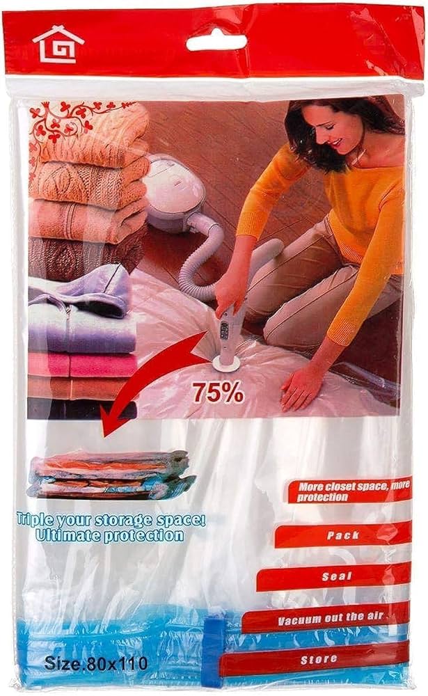 Vacuum Compressed Space Saver Storage Bags Ideal for Clothes, Duvets, Bedding, Pillows, Curtains and Travelling : 2 sizes:💫🌟70×100cm 💥80x110cm