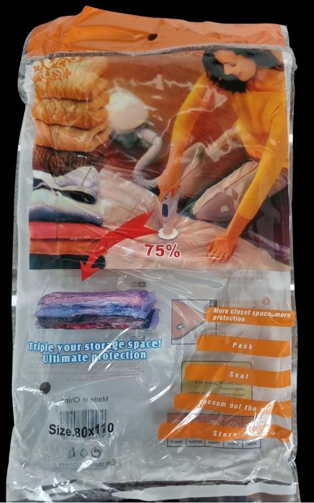 Vacuum Compressed Space Saver Storage Bags Ideal for Clothes, Duvets, Bedding, Pillows, Curtains and Travelling : 2 sizes:💫🌟70×100cm 💥80x110cm