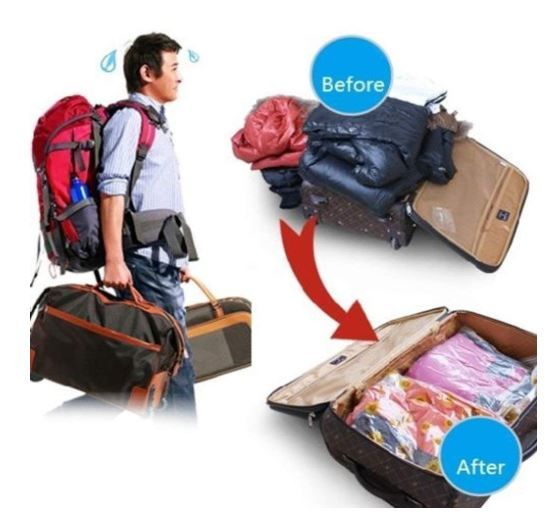 Vacuum Compressed Space Saver Storage Bags Ideal for Clothes, Duvets, Bedding, Pillows, Curtains and Travelling : 2 sizes:💫🌟70×100cm 💥80x110cm