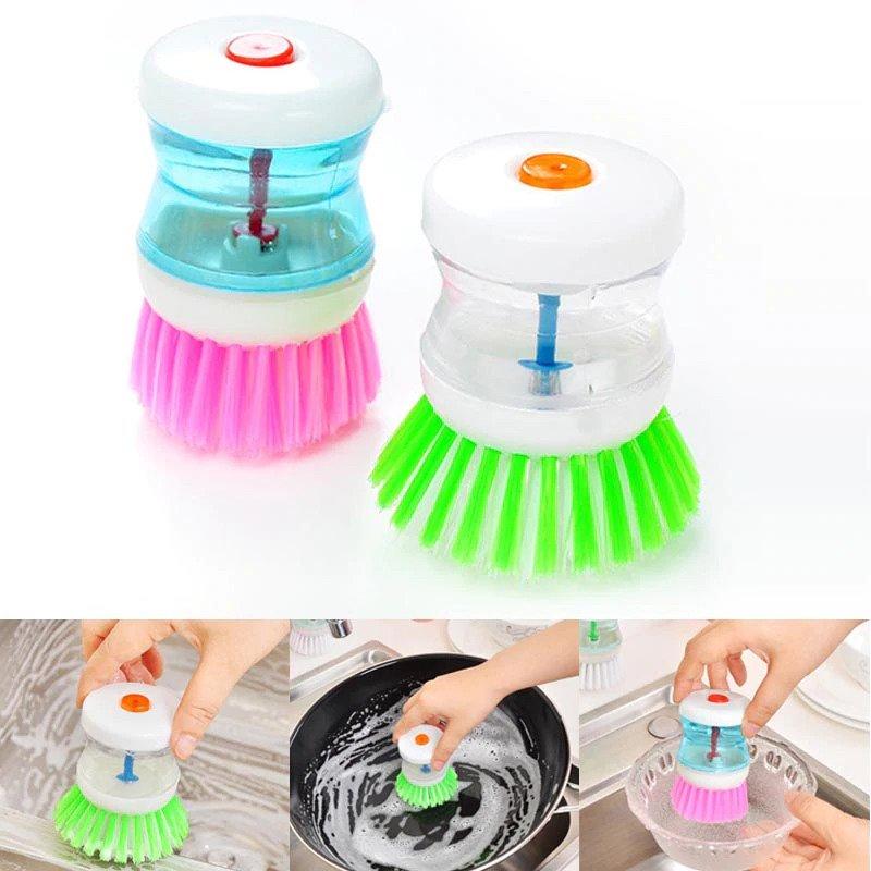 Get the New Dish Wash Brush with Auto Soap Dispenser , Designed for Effortless Cleaning and Maximum Convenience. Just Press to Release Soap and Scrub Away Grease with Ease.