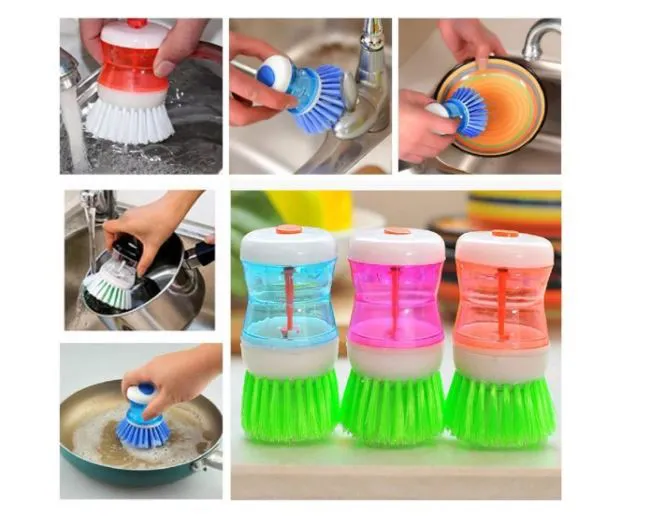 Get the New Dish Wash Brush with Auto Soap Dispenser , Designed for Effortless Cleaning and Maximum Convenience. Just Press to Release Soap and Scrub Away Grease with Ease.