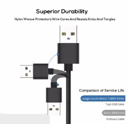 Oraimo Type-C Fast Charging Cable – Durable, High-Speed USB-C Charger for Android, Tablets, Power Banks, and More with Tangle-Free Design, Reinforced Connectors, and Efficient Data Transfer.